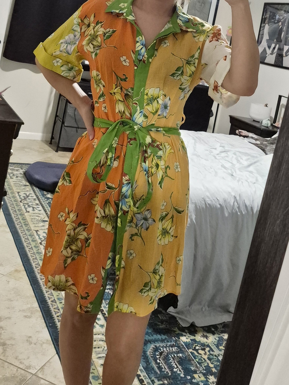 Floral Linen Midi Dress